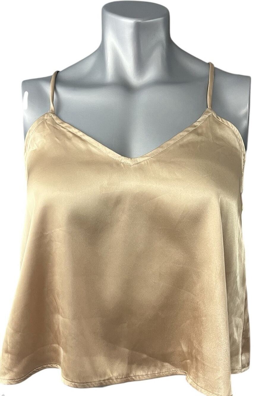 Gold Cami Sleeveless Crop Tank Top XS Lulus Spaghetti Strap Boho Y2K Festival